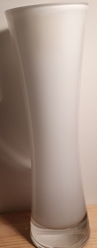 Tall white glass vase - white,