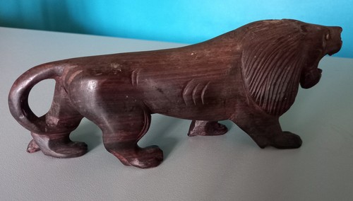 Hand carved wooden lion made - hand,