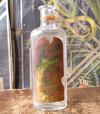 Antique Boots Chemist Apothecary Camphorated Oil Medicine Glass Bottle Quakery