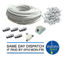 25m Coaxial TV Extension Kit Aerial Cable Coax Lead Television Wire Plugs HQ