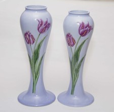 Pair Past Times Art Noveau Vases Floral Flower Design
