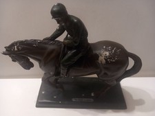  Bronze Effect Statue , horse racing jockey/  resin