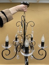 5 Arm Chandelier Atanea Ceiling Light Fitting Pendant Mirror Black Finish & Bulb