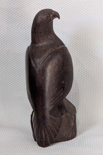 Vintage Hand Carved Iron Wood Eagle Perched Sculpture 2Kg 29 cm 11.5"