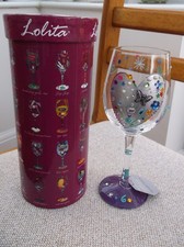 LOLITA Wine Glass Hand Painted With Recipe  SILVER LINING UNUSED  RARE