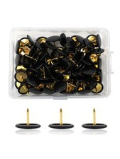 100 Drawing Pins Thumb Tacks Brass Head Strong Push Pin Card Board Elegant Black