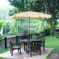 Aluminium Sun Parasol Garden Tilting Umbrellas Patio Rectangular, 2x1.25m Beige