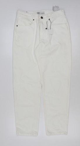 Zara womens white cotton mom - white,