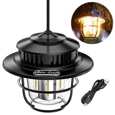 LED Retro Hanging Tent Lamp Dimming Camping Light Emergency Lantern Rechargeable