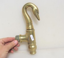 Victorian French Brass Swan Head Faucet Tap Sink Basin Antique Old 9"H