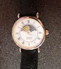Vintage Imado Ladies Moon Phase Quartz Watch with new battery 