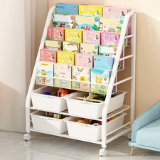 3/4 Tier Children's Bookshelf Bookshelves Metal Rack with Toy Storage Organizers