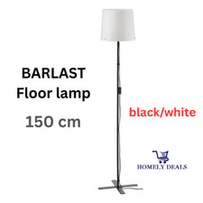 IKEA BARLAST Tall Standing Floor Lamp Black /White Steel Soft Shade Decor 150 cm