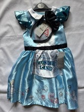 NWT Disney Alice in Wonderland Girl  Dress Up Outfit with Black Bowband Age 3-4