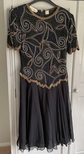 Vintage  1980s Silk Beaded Dress by Laurence Kazar New York size M
