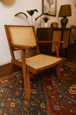 Boho Rattan Accent Chair Solid