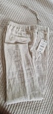 Zara Mens Cream Linen Trousers
