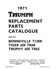 Triumph Bonneville T120R Tiger 650 TR6R Trophy 650 TR6C Parts Book Labelled 1971