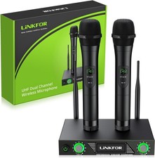 LiNKFOR UHF Wireless Dual Channel Handheld Microphone System with Receiver