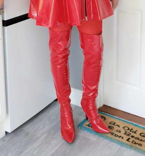 Red shiny patent - red, pvc