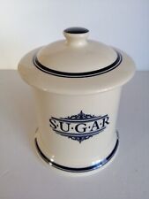 The 1869 victorian pottery Sugar Ceramic Storage Jar Navy Blue & Cream