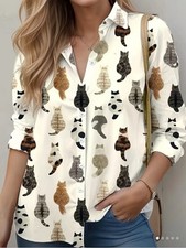 Women’s LARGE 12 Cat Blouse