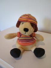 Anna Club Leather Tag Line Dog in Striped Top & Hat 6" Soft Toy Plush Beanie