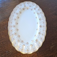Spode Fleur De Lys Gold Gravy Oval Boat Stand / Underplate 21 cm / 8 1/4"