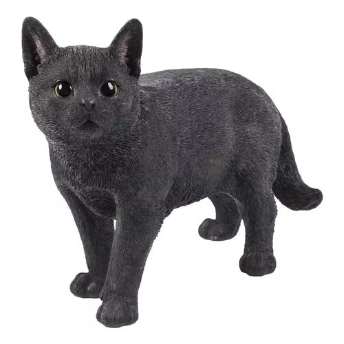 Black cat walking statue - black,