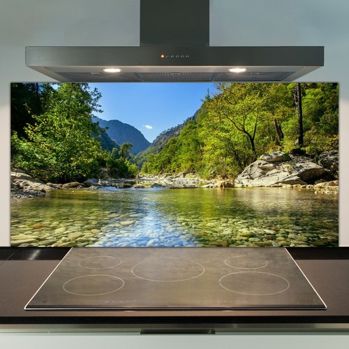 Glass kitchen splashback - kitchen, tile
