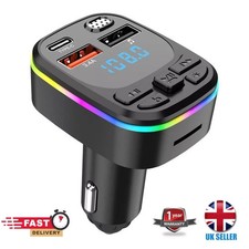 Car Wireless Bluetooth 5.0 FM Transmitter MP3 Player USB Car Charger Adapter UK
