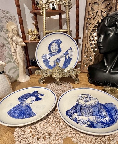 Vintage delft blauw plates set - blauw,