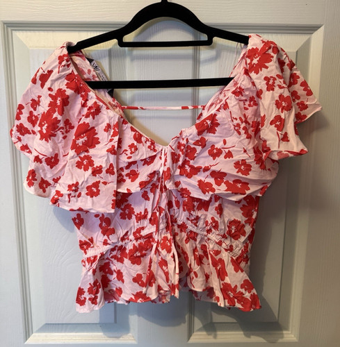 Zara white red floral - zara, ruffle
