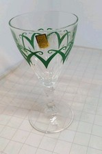 14cm France VMC Reims Green Pattern Wine Glass Vintage