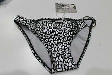 NEW SHERIDYN FISHER SWIMWEAR BLACK SILVER RING  BIKINI PANT BRIEF SIZE 8