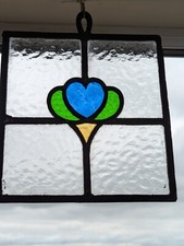 Compact Art Deco Style Hanging Stained Glass Window Panel