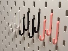 Ikea Skadis Compatible J Hooks x 10  Black , White & Pink