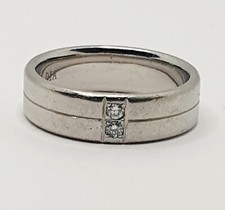 Palladium Diamond Wedding Band Flat Shape 950 Wedding Band 6mm Ring Size O 1/2 