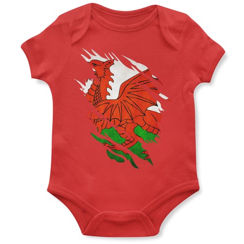 Wales torn flag - flag, babygrow