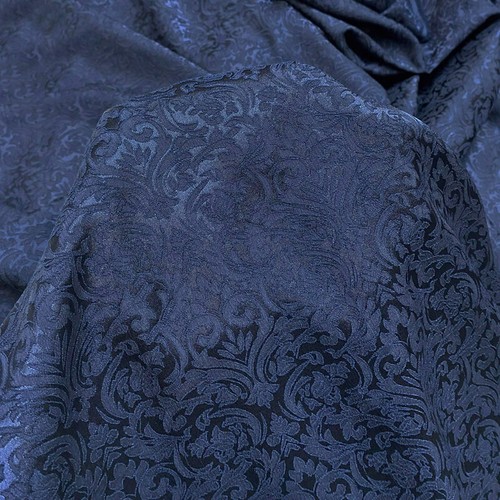 Navy blue jacquard damask - blue,