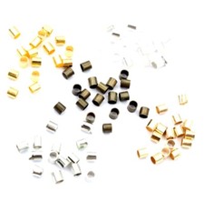2 Sizes Plated Crimp Tube Beads End Jewellery Findings Spacers Stopper Connector
