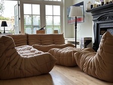 *** LIGNE ROSET 5 PIECE TOGO SOFA IN CAMEL LEATHER ***