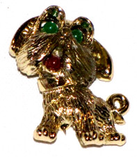Dog Brooch Pin Gold Plated