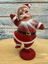 Vintage 1960's/70's Retro Kitsch Flocked Plastic Santa Christmas Decoration