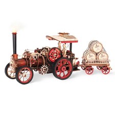 ROKR Steam Engine Mechanical 3D Wooden Model Kit (Battery Powered) LKA01