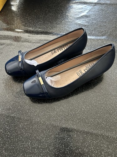 Blue ladies heeled ballerina - heeled,