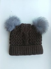 Fox Fur Pom Pom Hat Mixed Wool Funky Brand New With Tags 