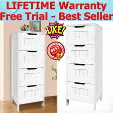 Bathroom 4-Drawer + Door Cabinet Bedroom Nursery Storage Dresser Cupboard White