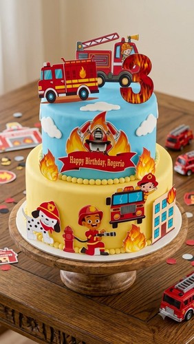 Fire truck cake topper - ,