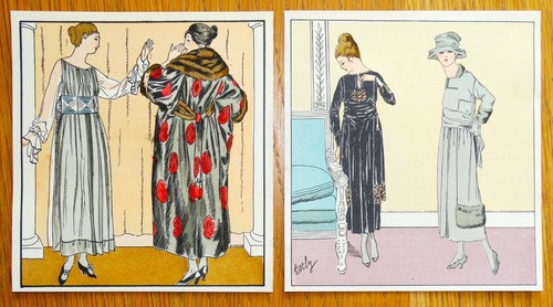 Antique fashion prints pair - antique,
